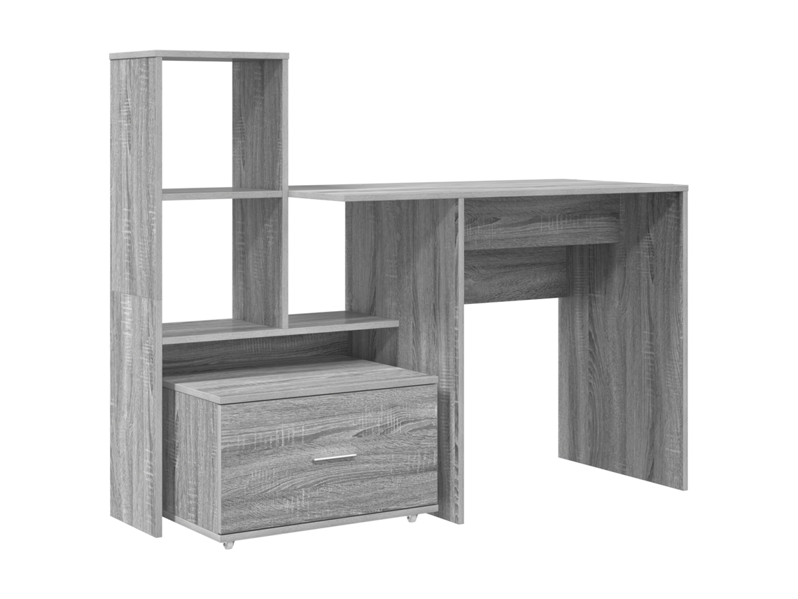 Conjunto 1 Escrivaninha De Madeira Engenharia Vidaxl Cinzento Derivados De Madeira (131,5 X 50 X 106,5 Cm)