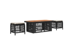 Maison Exclusive - Conjunto De Jantar Para Jardim 4 Pcs Preto E Creme Vime Pe