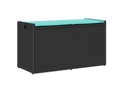 Vidaxl Banco De Arrumação Exterior Com Almofadão 100 Cm Vime Pe Preto