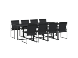 9 Pcs Conjunto de Jantar para Jardim Textilene Preto MAISON EXCLUSIVE