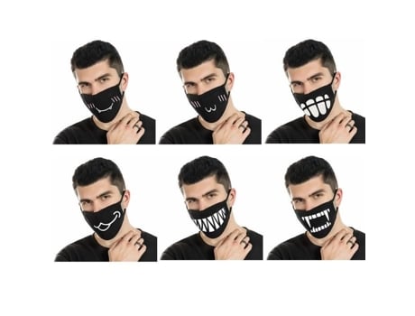 Konvinit Pacote com 6 máscaras faciais de tecido de algodão com estampa aleatória antipoeira