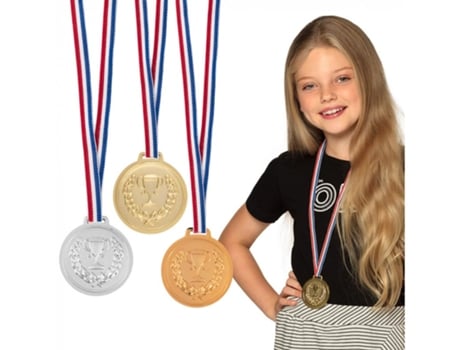 Pack de 3 medalhas de plástico com fita