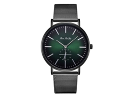Relógio de Pulso Feminino com Pulseira de Liga Analógico Display Grande Dial Quartzo Preto+verde
