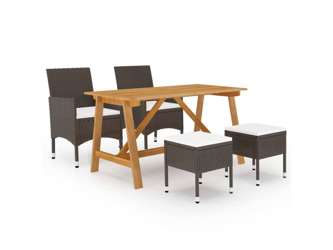 Vidaxl 5 Pcs Conjunto De Jantar Para Jardim Castanho