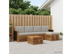 Vidaxl Conjunto De Sofás Para Exterior 6 Pcs Natural E Cinzento-claro