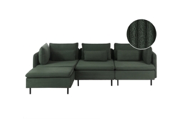 Sofá Esquinero Derecho Beliani Egeris De Pana Verde 275x149x80