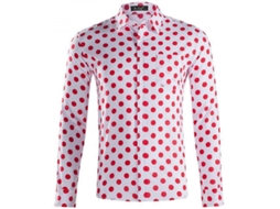 2026 camisa Hombre Manga Larga Con Puntos Botones Formal Casual Algodón Jvg M Punto Rojo