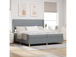 Vidaxl Cama Box Com Colchão Cinzento-claro 200 X 200 Cm Tecido