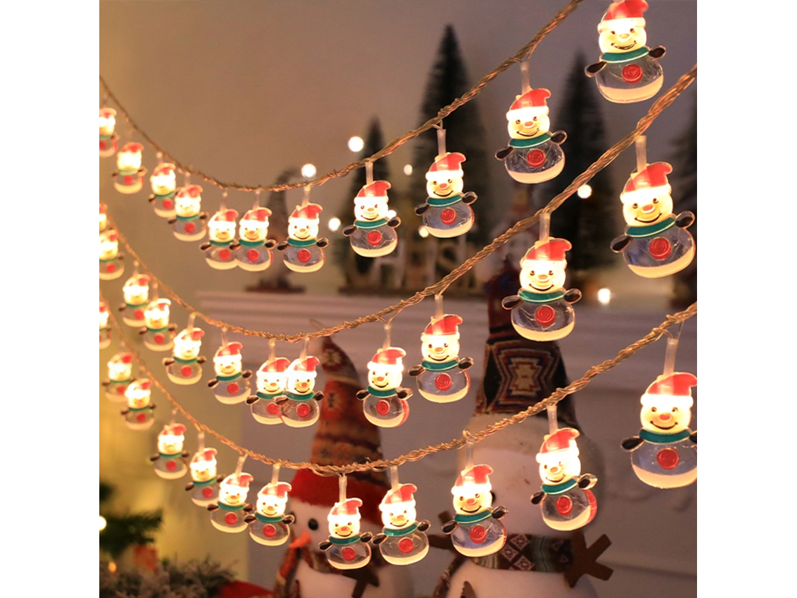 Luzes de Natal com boneco de neve e papai Noel LED branco quente MARCA