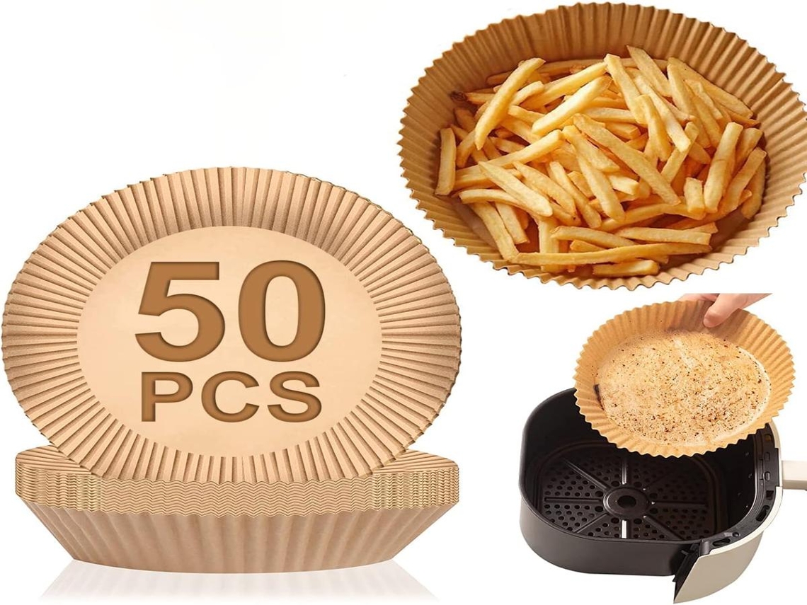 Lurelia Papel Para Air Fryer, 50 Unidades, Redondo, Antiaderente, Descartável