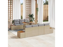 Vidaxl Conjunto De Sofá De Jardim 8 Unid. Bege Rattan Sintético