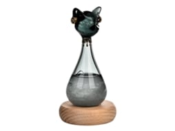 Frasco Preditor de Tempo Gato Vidro Preto Ergonômico Decorativo para Sala e Cozinha