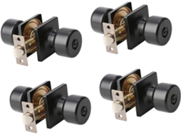 Puxadores De Porta Práticos Com Um Elegante Acabamento Preto Fosco E Rosetas Quadradas Para Um Interior Discreto.