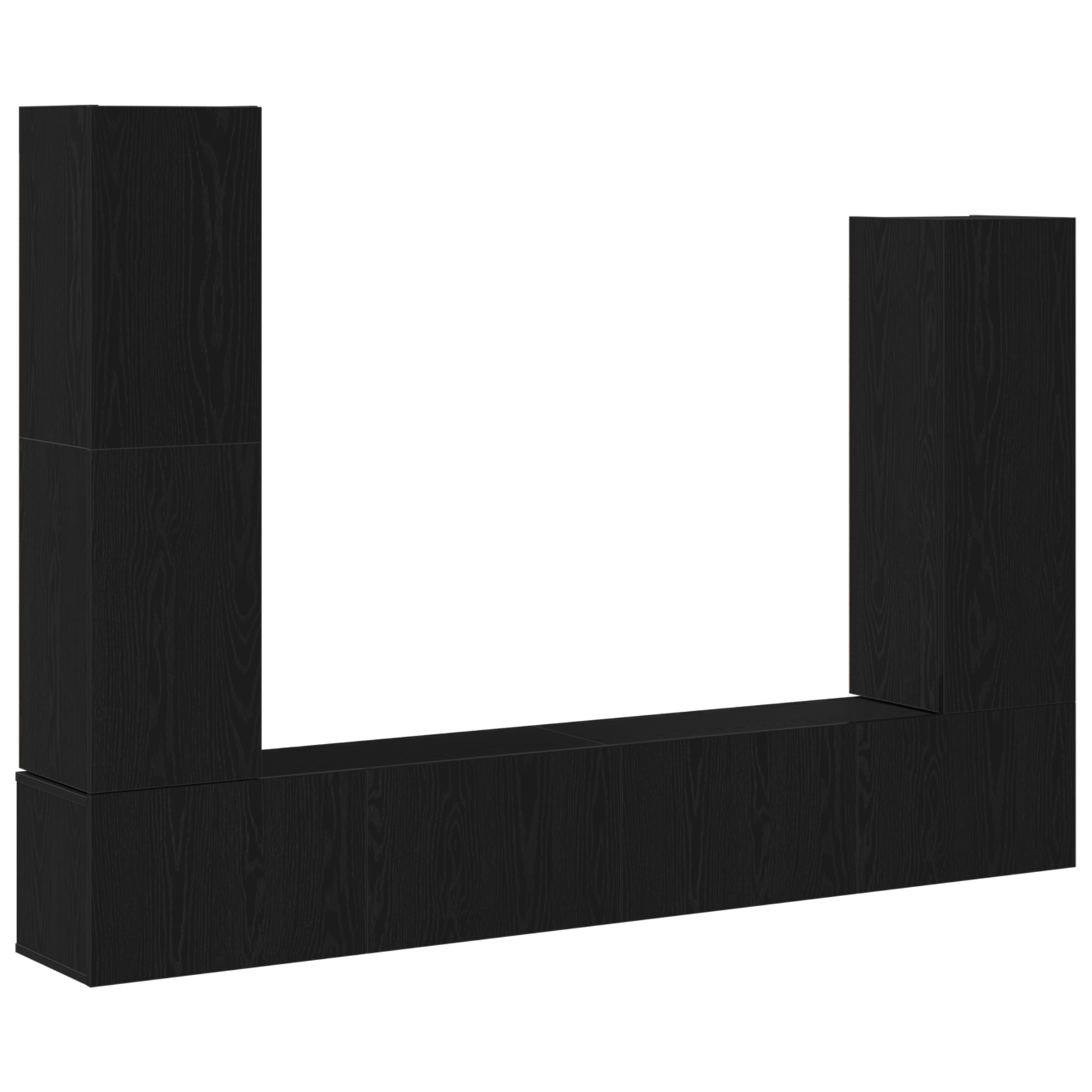 Conjunto 6 Gabinete De Tv De Parede Vidaxl Preto Derivados De Madeira (30,5 X 30 X 110 Cm)