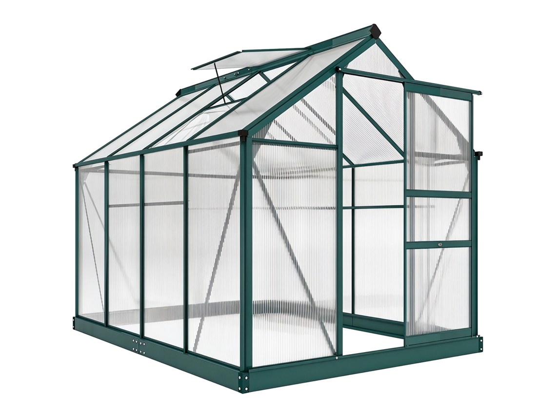 Estufa De Jardim, Estufa, Com Clarabóia, Porta De Correr, Transparente, Policarbonato+alumínio, 190 X 252 X 201cm