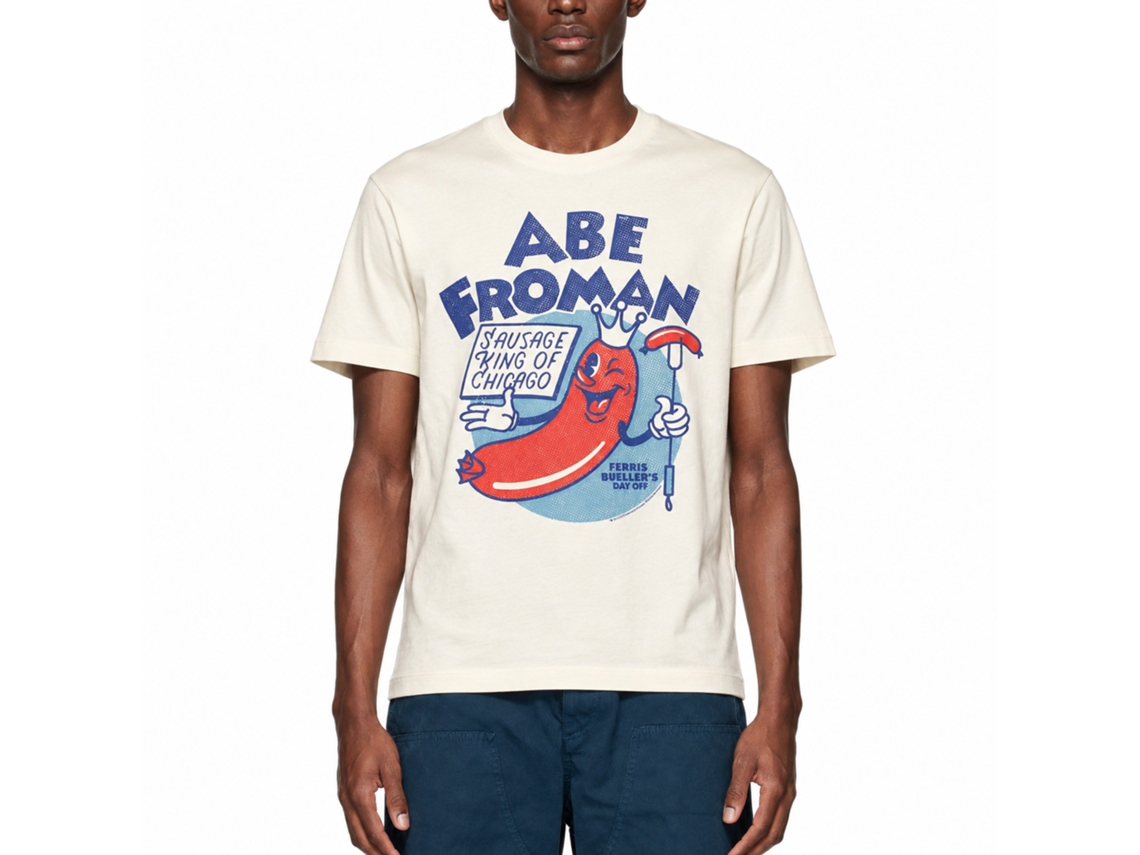 Rockinstone Ferris Bueller's Day Off Chicago Sausage King Solid Natural Adult T-shirt Size:xxl