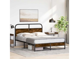 Vidaxl Estrutura De Cama S/ Colchão Derivados Madeira Carvalho Fumado