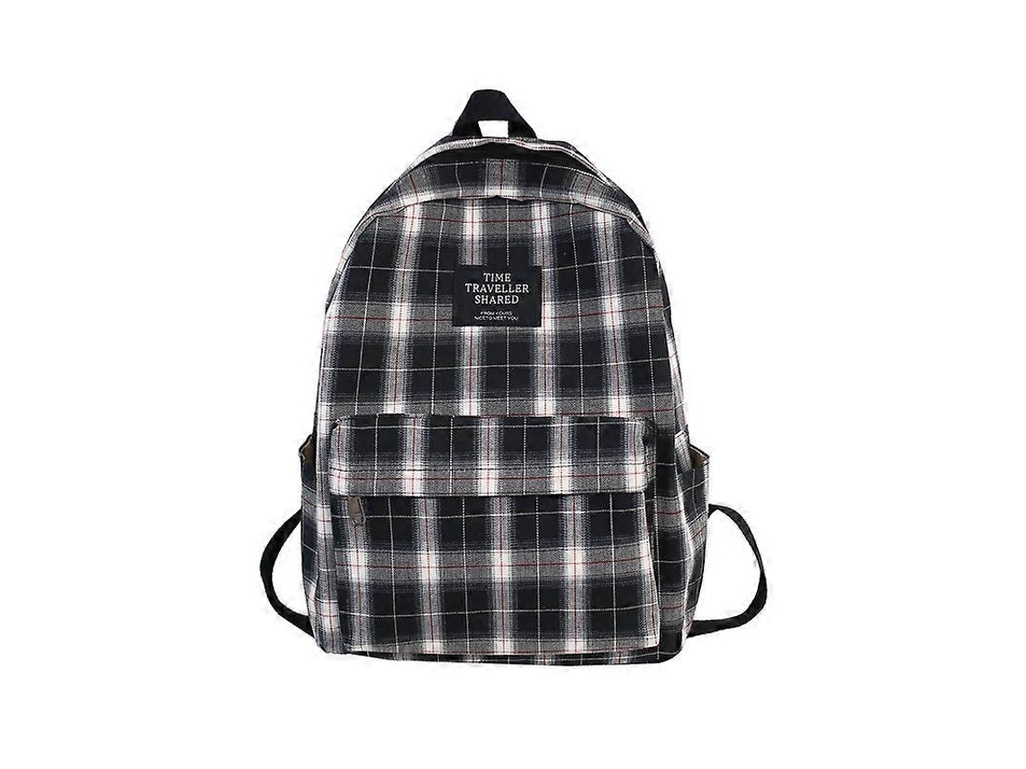 Mochila Feminina De Lona Xadrez, Grande Capacidade, À Prova Dágua, Para Estudantes E Adolescentes Olysi Shop