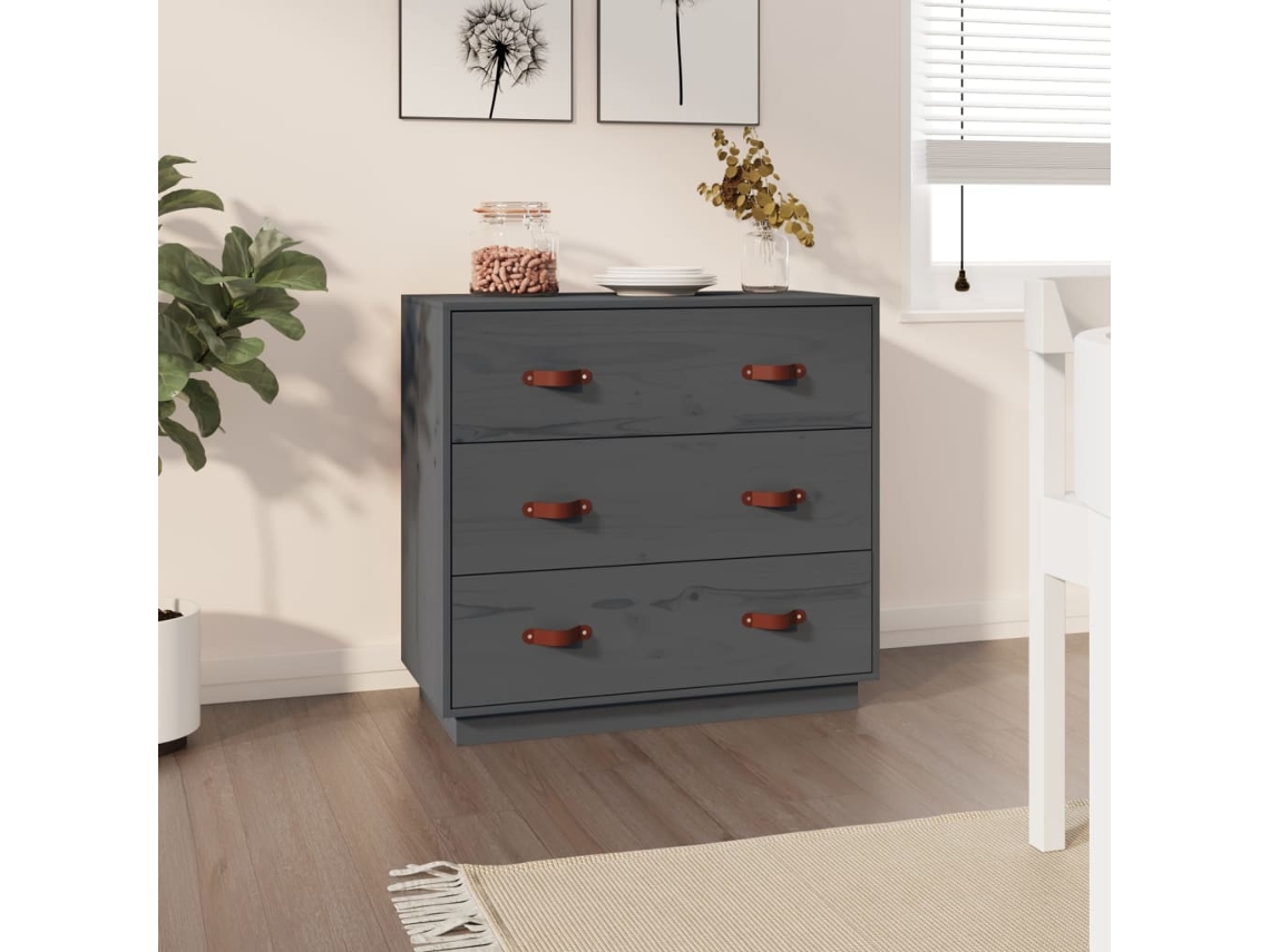 Vidaxl Mesa Consola 80x40x75 Cm Madeira De Pinho Maciça Cinza