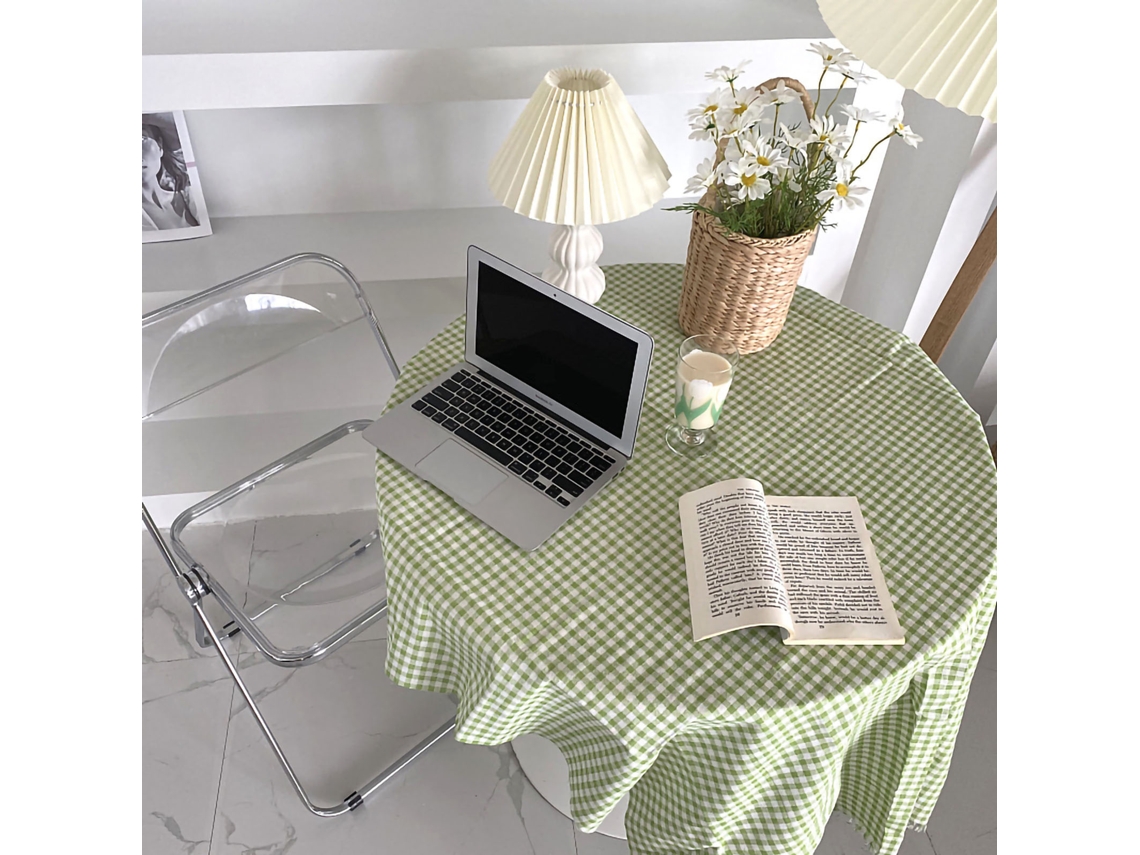 Mesa com tecido de estampa xadrez para escritório, casa ou dormitório 70x70cm LAXISCREED