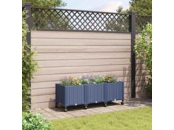 Vidaxl Vaso De Jardim Com Rodas Cinza Azul 120 X 40 X 48 Cm Pp