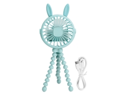 Electric Stroller Fan Adjustable 3 Gears Pointed Ears Handheld Mini Hanging Led Tripod Clip Stroller Fan Blue