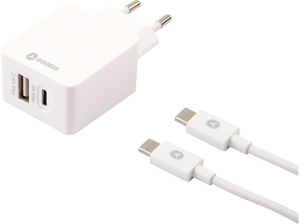 Kit Carregador + cabo USB-C GOODIS GHC2889WH Branco (Outlet Caixa Aberta)
