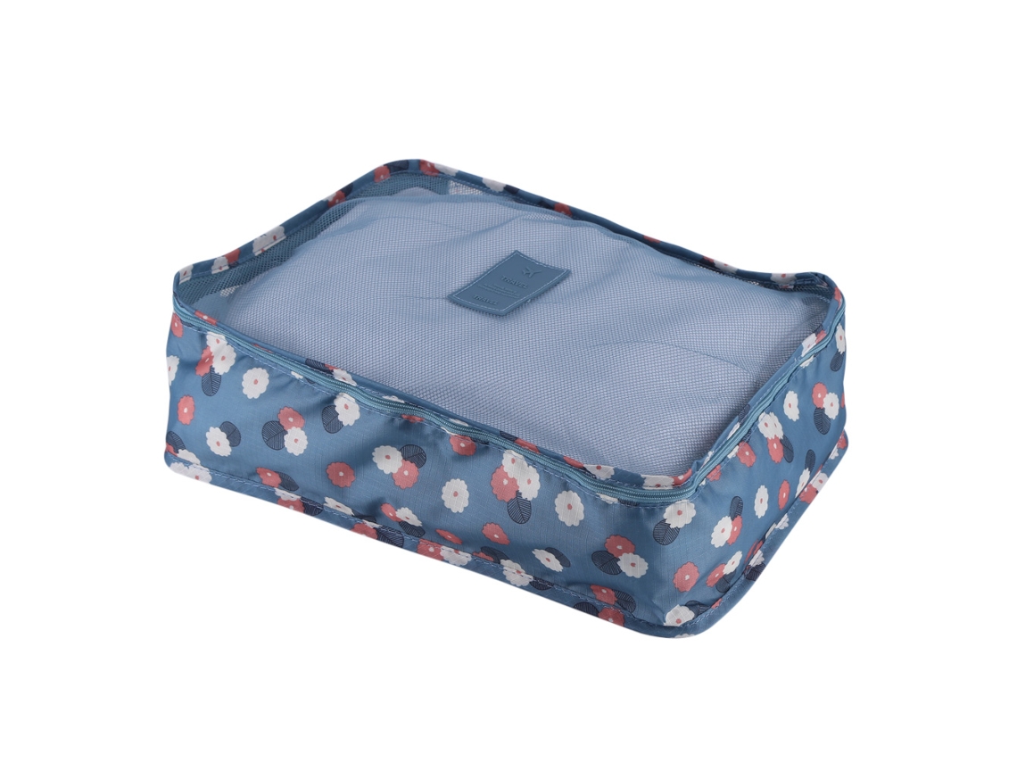 VYLARA Caixa de armazenamento floral azul portátil de 6 peças para roupas e organização
