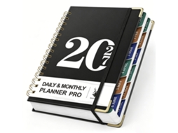 2027-leather A5 Daily Planner – Big Label, Spiral Bound Cut Edge Notebook, Black, 160-sheets