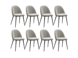 Conjunto De 8 Cadeira Veludo Sintético (100% Poliéster), Espuma, Aço Cor Cinzento 50x52x83 Cm Homcom