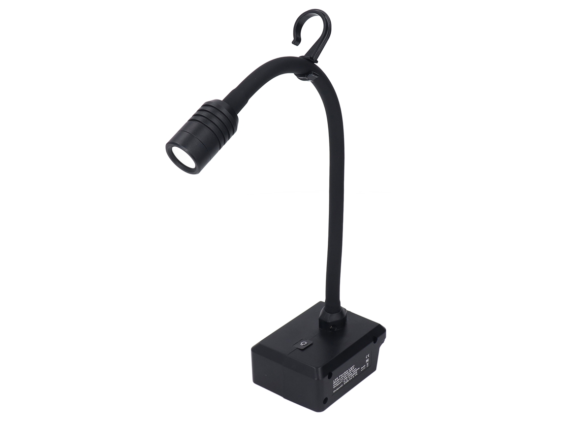Lâmpada De Trabalho Led Sem Fio Pescoço De Ganso 3 Modos 2 Usb Com Gancho Para Bateria 20v