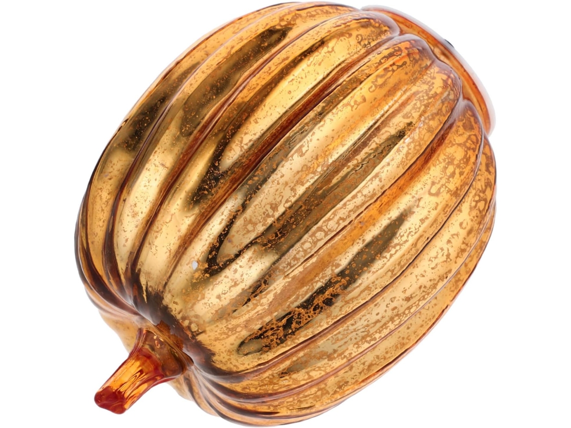 Lanterna De Halloween Decorativa E Brilhante, Abóbora Gigante De Vidro Com Luzes Douradas. Gokoco