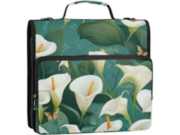 Organizador de Mesa Chic Calla Lily Turquoise com 3 Argolas 3,8 Cm, Alça Ombro e Mão, Grande Capacidade, Docum