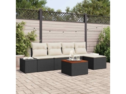 Vidaxl Conjunto De Sofá De Jardim 6 Unid. Preto Vime Pe