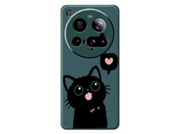 Capa Tkdaddy Para Xiaomi 15 Ultra Com Estampa De Gato Preto E Bordas Retas Em Tpu, Capa Traseira Verde