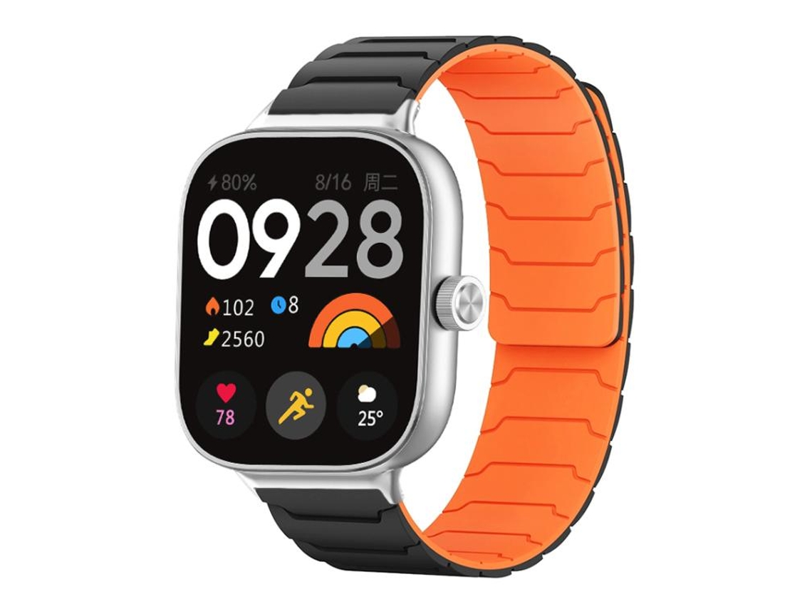 Bracelete para Xiaomi Band 9 Pro / 8 Pro XIAOMOYU em Silicone Magnético Preto e Laranja