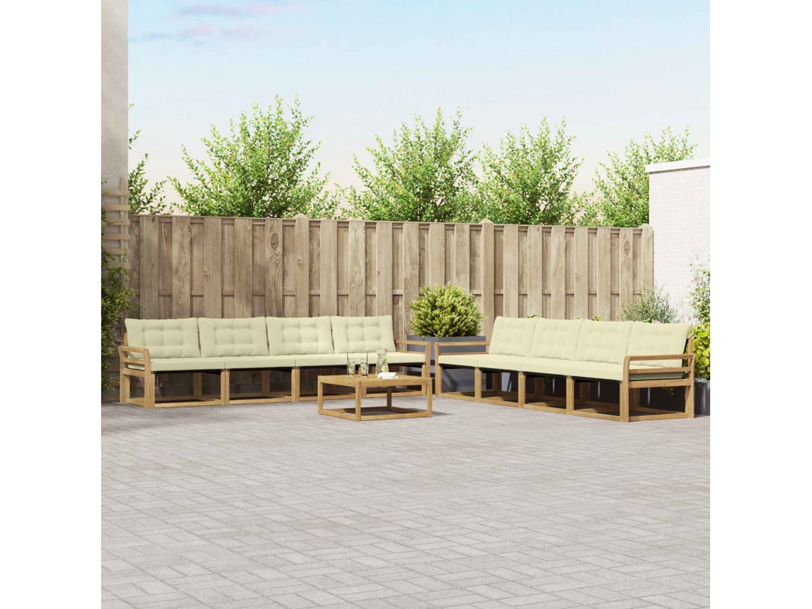 Vidaxl Conjunto De Sofás Para Exterior 9 Pcs Branco E Creme