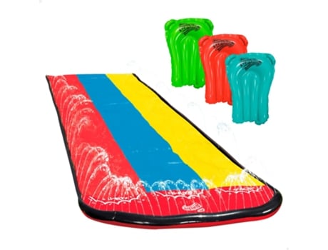 Escorrega de Água COLORBABY Slip N Slide Pista Deslizante 4,8 M C/3 Pranchas de Surf (Idade Mínima Recomendada: 5 anos)