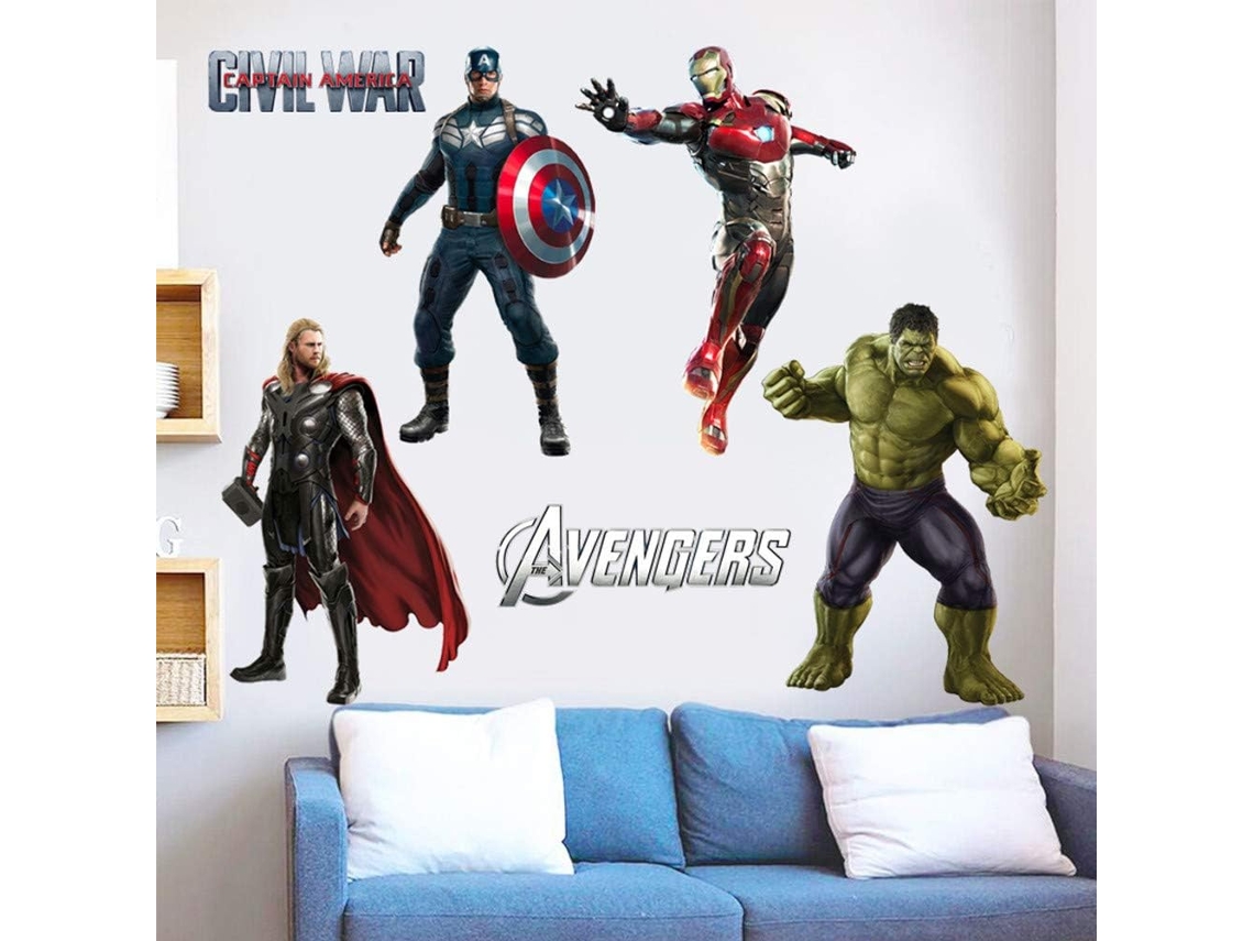 Decalques de Parede de Super-Heróis 1 Peça Grande Adesivo de Parede de Super-Herói À Prova D'Água para Cozinha Mural Removível ZMDECQNA