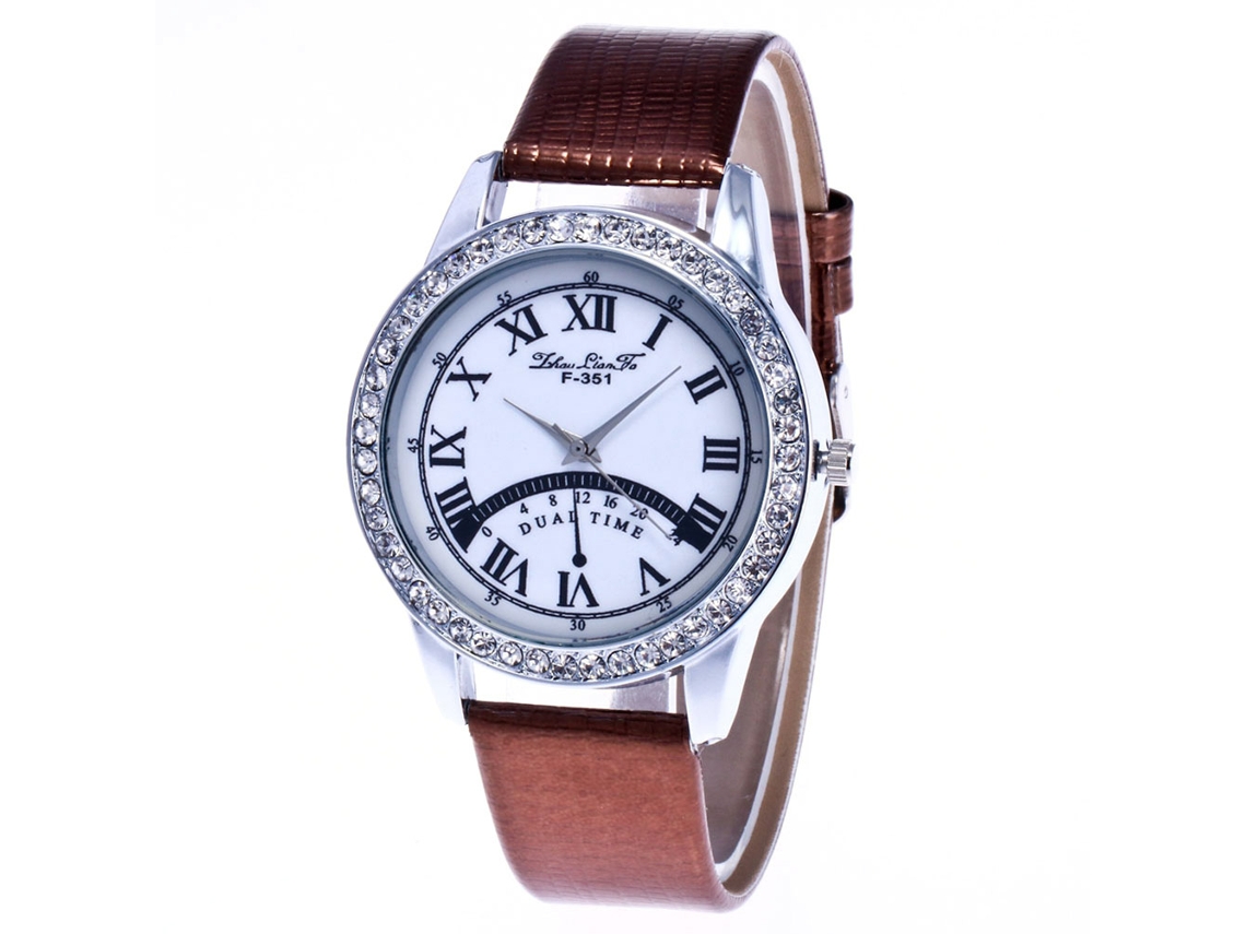 Relógio Zhoulianfa Fashion para Mulheres e Homens, Quartzo Metálico com Pulseira Ajustável, Cor Café