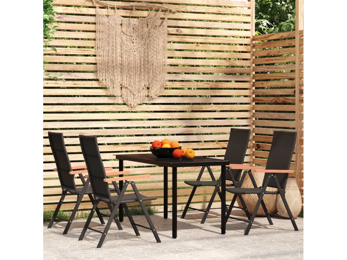 Vidaxl 5 Pcs Conjunto De Jantar Para Jardim Preto