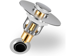 Tapón universal para lavabos y bañeras, anti-atascos, con filtro pop up, acero inoxidable y latón, 28/45mm | S/MARCA