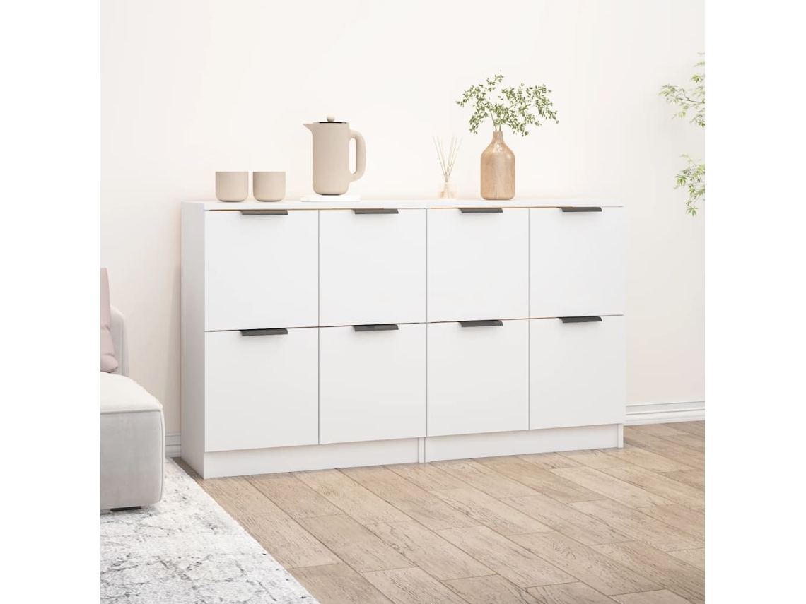 Vidaxl Aparadores 2 Pcs 60x30x70 Cm Derivados De Madeira Branco