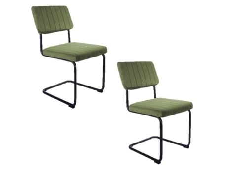 Cadeiras Cantilevers De Design De Veludo Afiado Leitmotiv Conjunto De 2 Verde Metal