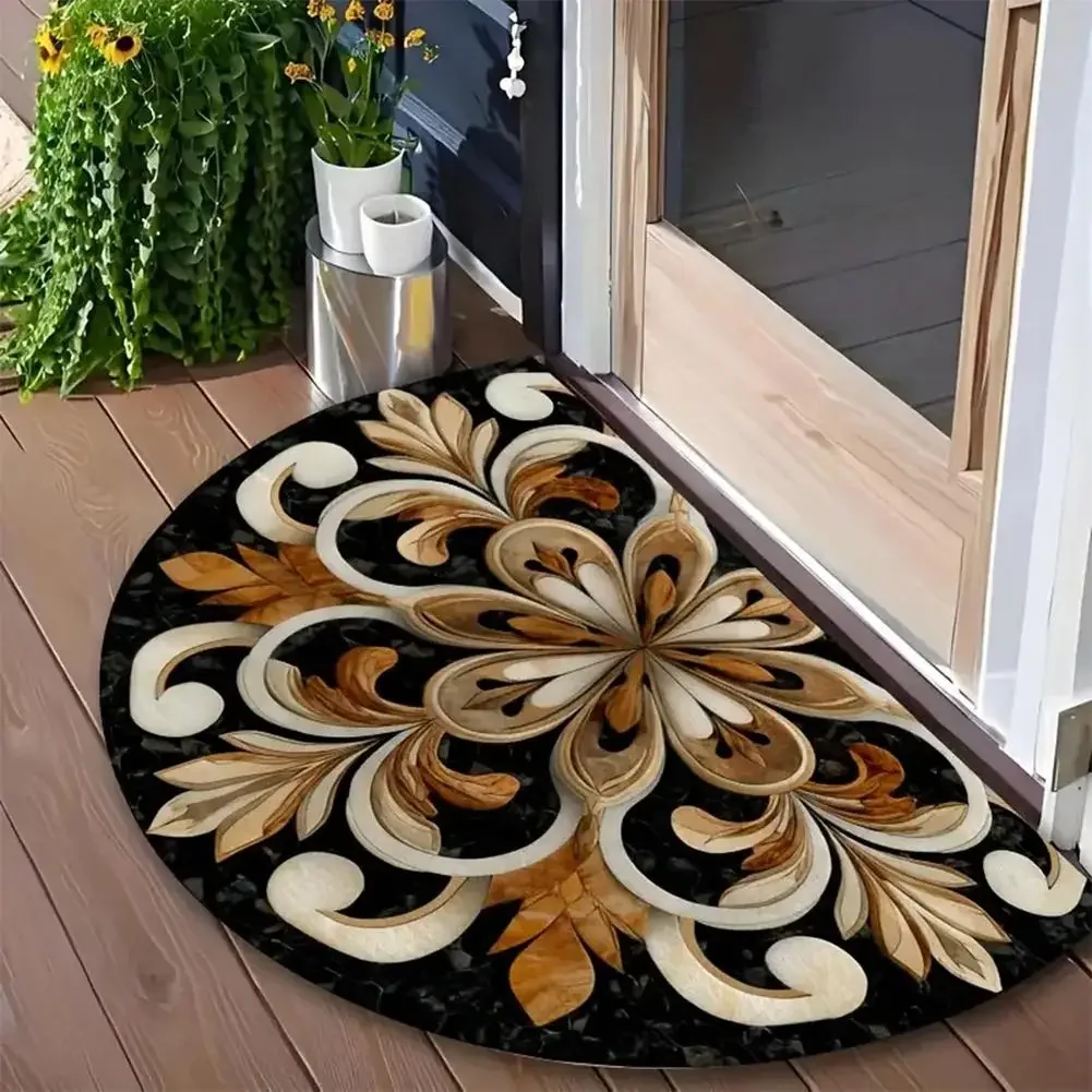 (estilo 6 45x70cm) Tapete De Entrada Semicircular Em Mosaico, Estilo Retrô, Com Formato De Leque.