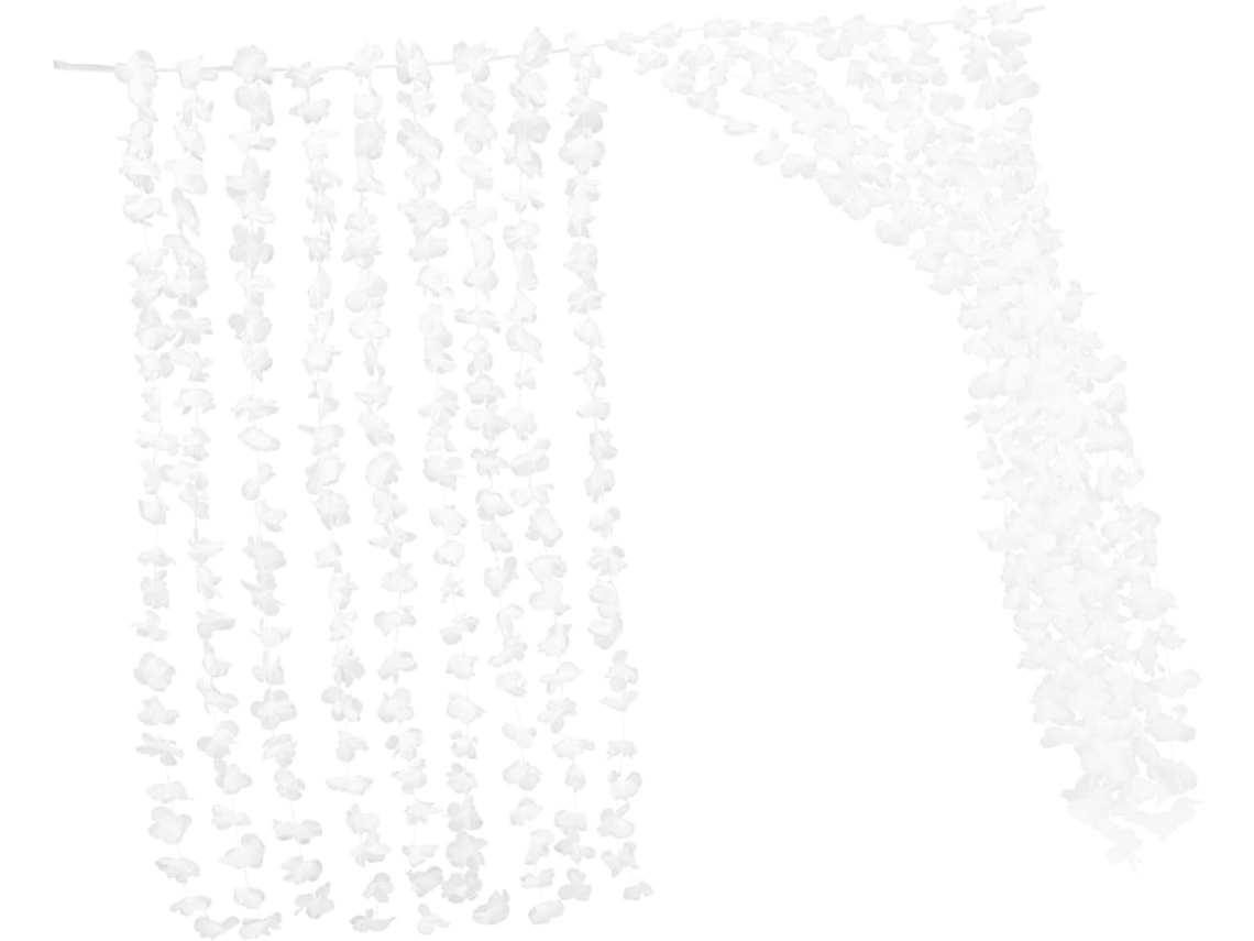 Cortina De Tecido Branco Com Estampa Floral E Pérolas, Ideal Para Casamentos E Festas.