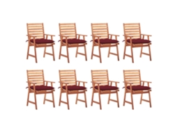 Vidaxl Cadeiras De Jantar P/ Jardim 8 Pcs C/ Almofadões Acácia Maciça