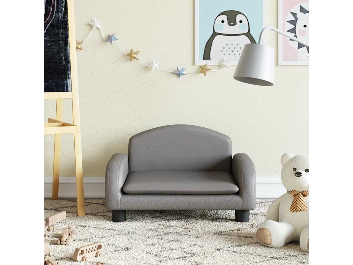 Vidaxl Sofá Infantil 50x40x30 Cm Couro Artificial Cinzento