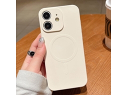 Capa Magsafe Para Iphone 12 - Silicone Líquido Com Cor Sólida | Magnética - Branco Antigo
