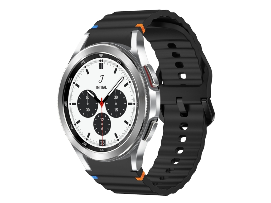 Bracelete Silicone Costurado com Padrão de Onda para Samsung Galaxy Watch 42/46mm Preto XIAOMOYU